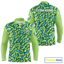 Load image into Gallery viewer, Custom Green Camo Pattern Long Sleeve Mens Golf Polo Shirt Personalized Team Golf Uniform 