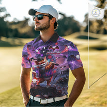 Load image into Gallery viewer, Personalized Mens Golf Polo Shirts Angry Cat Golfer Gothic Lightning Theme Team Name Shirt NHT803