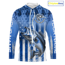 Load image into Gallery viewer, Custom Bass Fishing Shirt 3D Personalized Team Name Long Sleeve Hooded UV Protection Fishing Jersey|Blue 