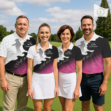 Load image into Gallery viewer, Custom Womens Golf Polo Shirt Pink Black Gradient, Personalized Name Golf Shirt, Gift For Golfer NHT825