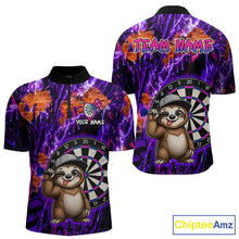 Load image into Gallery viewer, Colorful sports jersey with cartoon sloth design and customizable text on a white background