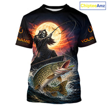 Load image into Gallery viewer, Personalized Fish Reaper Fishing Shirts Jerseys, Fish Reaper Sunset Pike Fishing Shirts T - Shirt NHT830