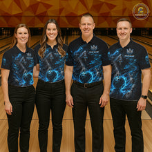 Load image into Gallery viewer, Custom Blue Fire Grim Reaper Bowling Jersey For Womens Bowling Team Shirts Bowling League Polo &amp; 1/4 Zip NHT1146
