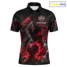 Load image into Gallery viewer, Custom Red Fire Grim Reaper Bowling Jersey for Men | Team Polo &amp; 1/4 Zip