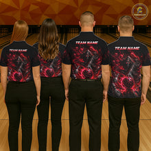 Load image into Gallery viewer, Custom Red Fire Grim Reaper Bowling Jersey For Men Bowling Team Shirts Bowling League Polo &amp; 1/4 Zip NHT1147