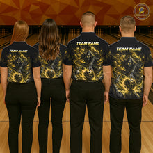 Load image into Gallery viewer, Custom Yellow Fire Grim Reaper Bowling Jersey For Men Bowling Team Shirts Polo &amp; 1/4 Zip NHT1148