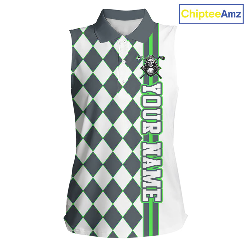 Sleeveless shirt with argyle pattern and green text on a white background, branded 'ChipteeAmz'.