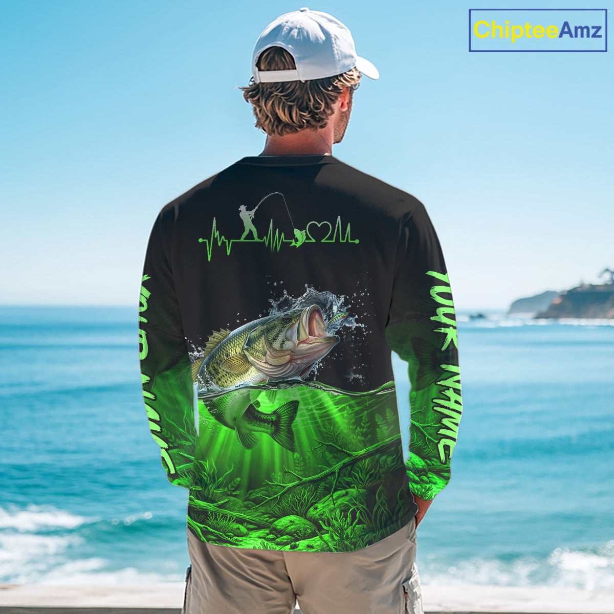 Largemouth Bass Fishing Shirt Long Sleeve For Tournament – Angler Gift For Men Dad| Green NHT851