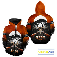 Load image into Gallery viewer, Season Personalized Deer Hunting Shirt 3D Full Moon Deer Skull All Over Print Hunting Gifts NHT36