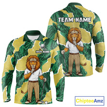 Load image into Gallery viewer, Custom Green Lion Mens Golf Polo Shirts, Lion Golf Team Jerseys