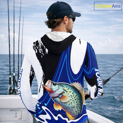 Crappie Fishing Jersey Personalized Name Hooded Fishing Shirt, Angler Tournament Fishing Apparel NHT868