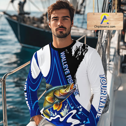 Walleye Fishing Jersey Personalized Name Fishing Shirt, Angler Tournament Fishing Apparel NHT871