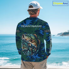 Load image into Gallery viewer, Green Camo Bass Fishing Shirt Long Sleeve, Bass Fishing Jersey, Performance Fishing Apparel NHT877