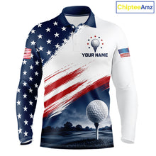 Load image into Gallery viewer, Patriotic American Flag Golf Polo Shirt For Men –  Red White Blue Golf Apparel 