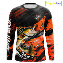 Load image into Gallery viewer, Personalized Walleye Fishing Long Sleeve Tournament Shirt For Men, Performance Fishing Shirt NHT461