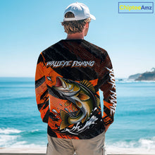Load image into Gallery viewer, Personalized Walleye Fishing Long Sleeve Tournament Shirt For Men, Performance Fishing Shirt NHT461