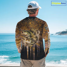 Load image into Gallery viewer, Custom Walleye Long Sleeve Tournament Camo Fishing Shirts, Walleye Fishing Jerseys NHT410