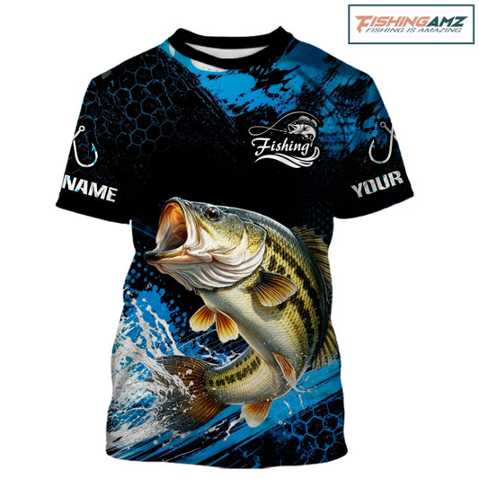 Custom Bass Fishing Jersey with bass-inspired graphic and short sleeve performance fit.