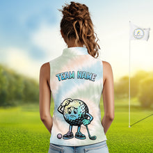Load image into Gallery viewer, Funny Tie Dye Sleeveless Womens Golf Team Polo Shirt – Cartoon Golf Ball Golfer Shirt, Personalized Golf Family Team Shirt NHT741