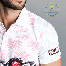 Load image into Gallery viewer, Personalized Funny Flamingo Rockstar Couple Golf Polo Shirt, Custom Name Matching Couple Golf Shirt NHT748