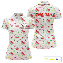 Load image into Gallery viewer, Funny Watermelon Pattern Womens Polo Shirt, Long Sleeve Golf Polo Shirt Custom Watermelon Pattern Team Golf Top NHT757