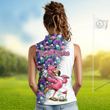 Load image into Gallery viewer, Funny Pink Flamingo Tropical Pattern Golf Womens Sleeveless Polo Shirt Custom Golf Shirts For Men NHT547