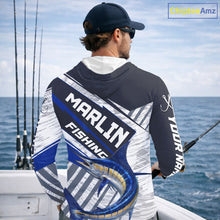 Load image into Gallery viewer, Personalized Marlin Fishing Jerseys For Fishing Team, Marlin Hooded Fishing Shirt Long Sleeve NHT919