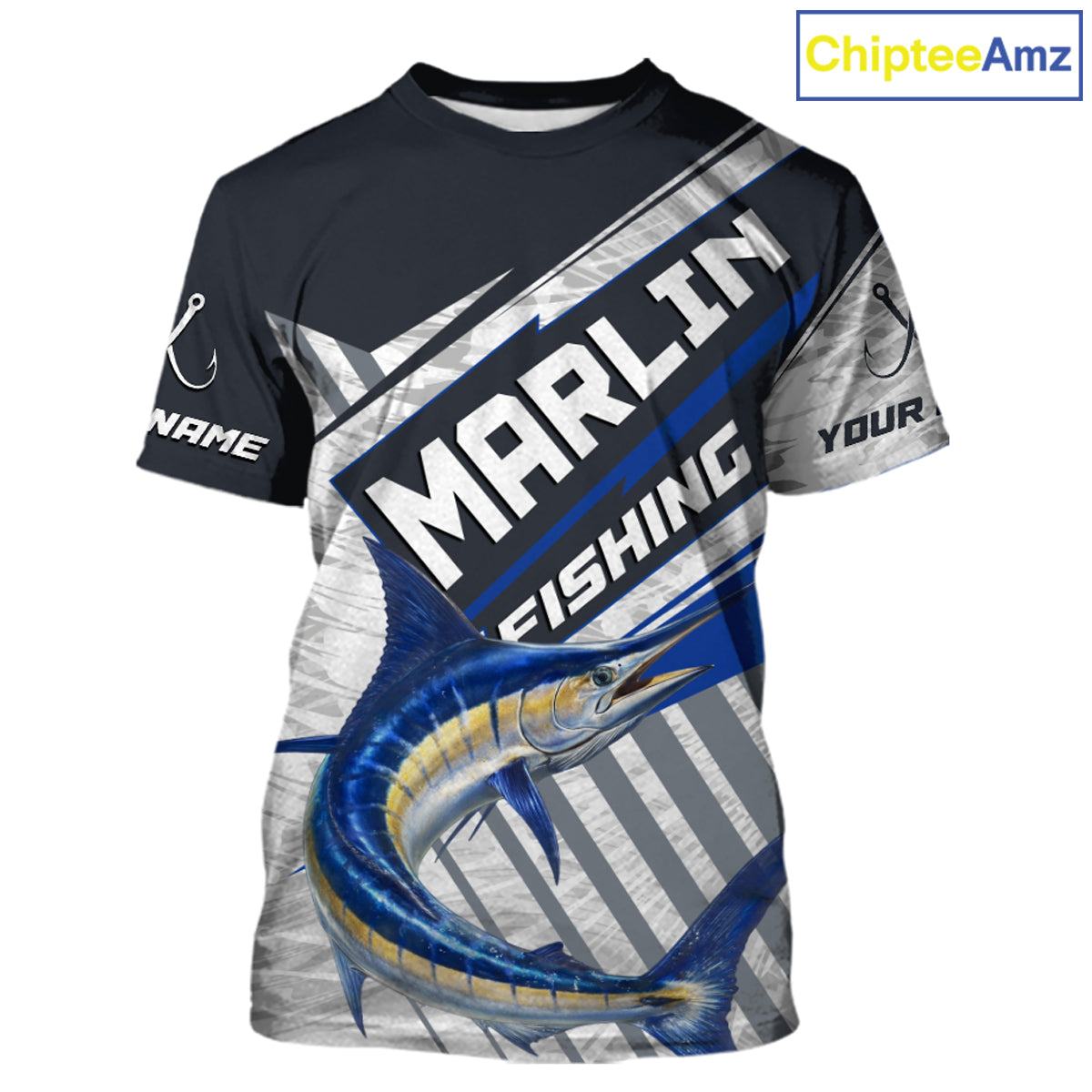 Personalized Marlin Fishing Jerseys For Fishing Team, Marlin Short Sleeve Fishing T-Shirt NHT919