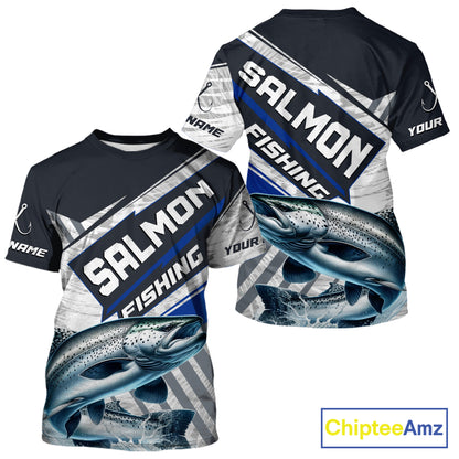 Personalized Chinook Salmon Fishing Jerseys For Fishing Team, Salmon Short Sleeve Fishing T-Shirt NHT921