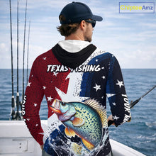 Load image into Gallery viewer, Personalized Texas Flag Crappie Fishing Shirt Jerseys, Texas Crappie Fishing Shirts Long Sleeve Hooded For Men NHT759