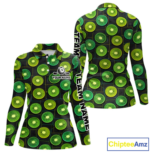Funny Golf Patchwork Kiwi Polo Shirt For Womens, Personalized Womens Golf Polo Shirt NHT580