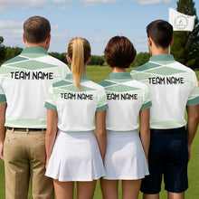 Load image into Gallery viewer, Personalized Golf Polo Shirt Custom Team Name White Green Geometric Golf Team Polo For Womens NHT943