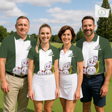Load image into Gallery viewer, Mens Custom Green White Golf Team Polo Shirt, Funny Golf Ball Family Design, Matching Team Outfit NHT789