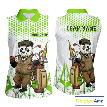 Personalized Vintage Panda Golf Polo, Performance Golf Jersey For Womens
