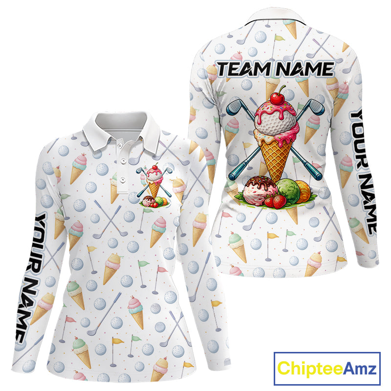 Funny Ice Cream Womens Golf Polo Shirts Jersey – Personalized Team Name Golf Shirt NHT809