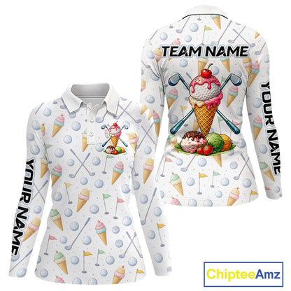 Funny Ice Cream Womens Golf Polo Shirts Jersey – Personalized Team Name Golf Shirt NHT809