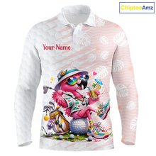 Load image into Gallery viewer, Funny Flamingo Golf Shirt With Pattern Pink Tropical – Personalized Name &amp; Team Custom Polo for Men NHT597