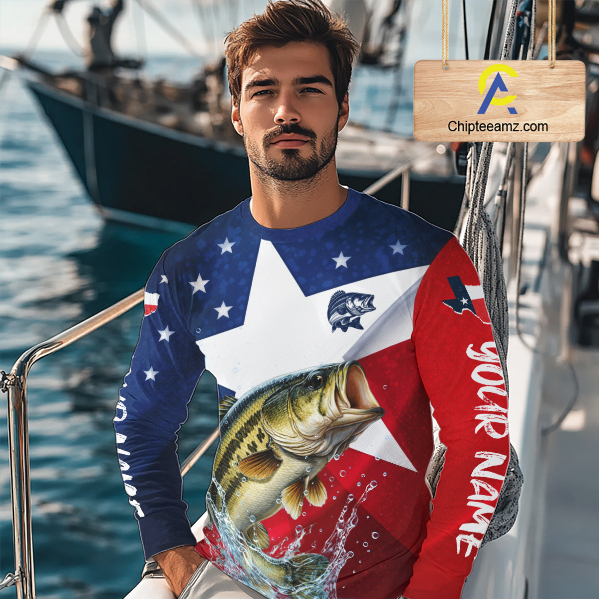Design Texas Flag Bass Performance Fishing Shirts, Custom Texas Bass Fishing Jersey NHT609