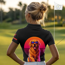 Load image into Gallery viewer, Personalized Golden Retriever Womens Golf Polo Shirt – Vintage Neon Golf Design NHT991