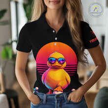 Load image into Gallery viewer, Personalized Funny Duck Cool Womens Golf Polo Shirt – Vintage Neon Golf Design