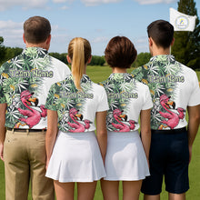 Load image into Gallery viewer, Funny Pink Flamingo Green Tropical Pattern Golf Polo Shirt Custom Golf Shirts For Men NHT648