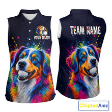 Load image into Gallery viewer, Personalized Australian Shepherd Womens Sleeveless Golf Polo Shirt - Custom Dog Lover Team Name Jersey