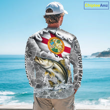 Load image into Gallery viewer, Florida Snook Camo Gray Custom Long Sleeve Performance Fishing Shirts, Florida Flag Fishing Jerseys NHT661