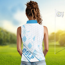 Load image into Gallery viewer, Personalized Womens Sleeveless Golf Shirt Argyle Style – Custom Name Polo, Gift For Mom, Golfer Gift Idea NHT671