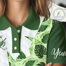 Load image into Gallery viewer, Personalized Womens Golf Shirt Tropical Style – Custom Name Polo, Gift For Mom, Golfer Gift Idea NHT673