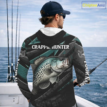 Load image into Gallery viewer, Crappie Custom Hooded Long Sleeve Performance Fishing Shirts, Crappie Hunter Fishing Shirt NHT525