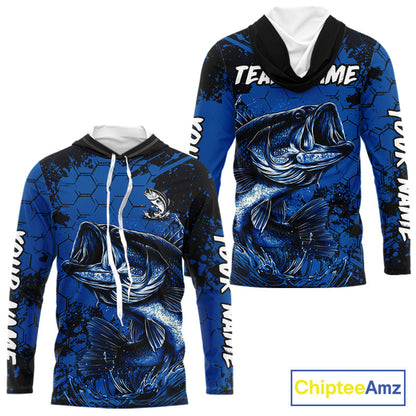 Personalized Bass Fishing Jerseys For Fishing Team, Bass Fishing Shirts Hooded Long Sleeve NHT526