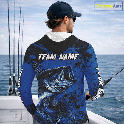 Personalized Bass Fishing Jerseys For Fishing Team, Bass Fishing Shirts Hooded Long Sleeve NHT526