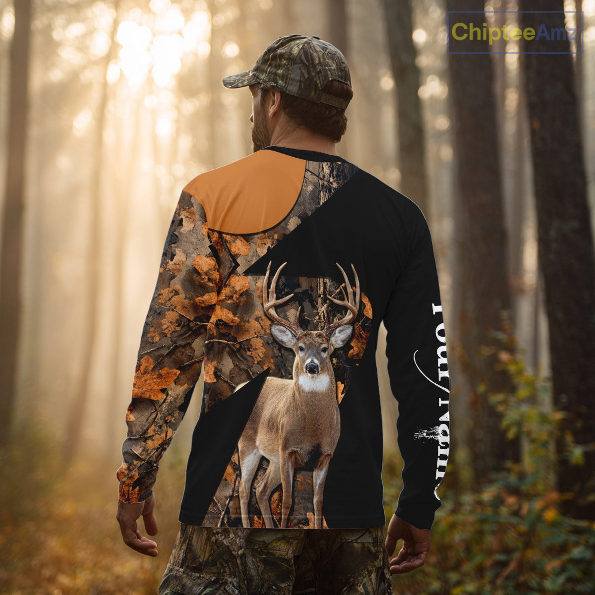 Deer Hunting Shirt Black Camo Orange 3D Custom Name, Season Deer Hunting NHT295
