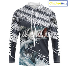 Load image into Gallery viewer, Striped Bass Striper Fishing Custom Performance Fishing Shirts, Hooded Fishing Jersey Shirt NHT537